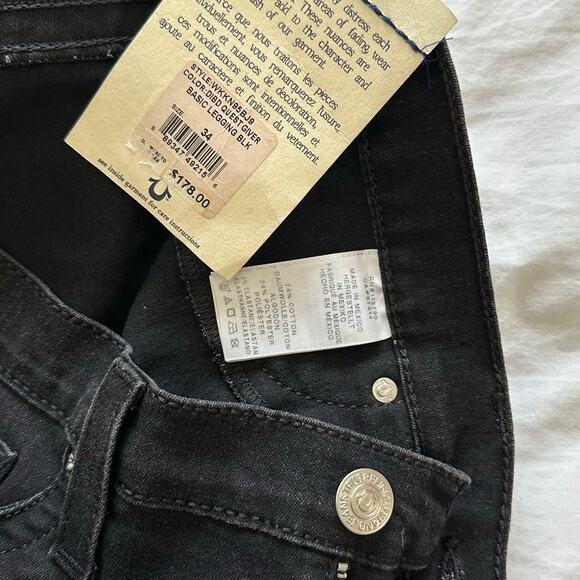 TRUE RELIGION BASIC LEGGING BLACK JEANS SIZE 34 MSRP: $178.00 - Picture 10 of 16